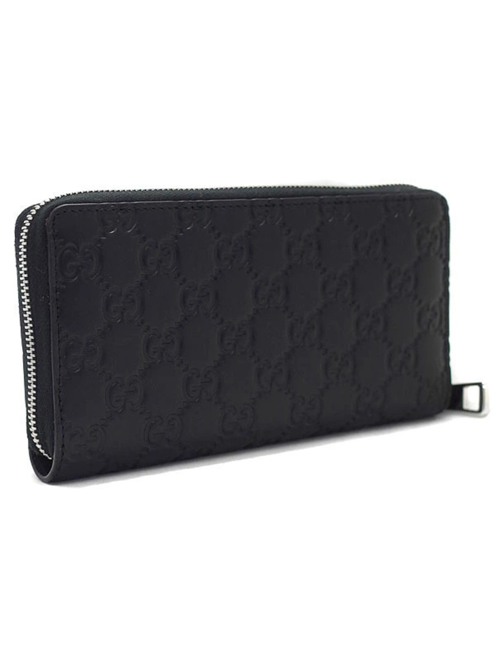 Gucci Around Leather Wallet Zipper Round Long Signature Zip Black